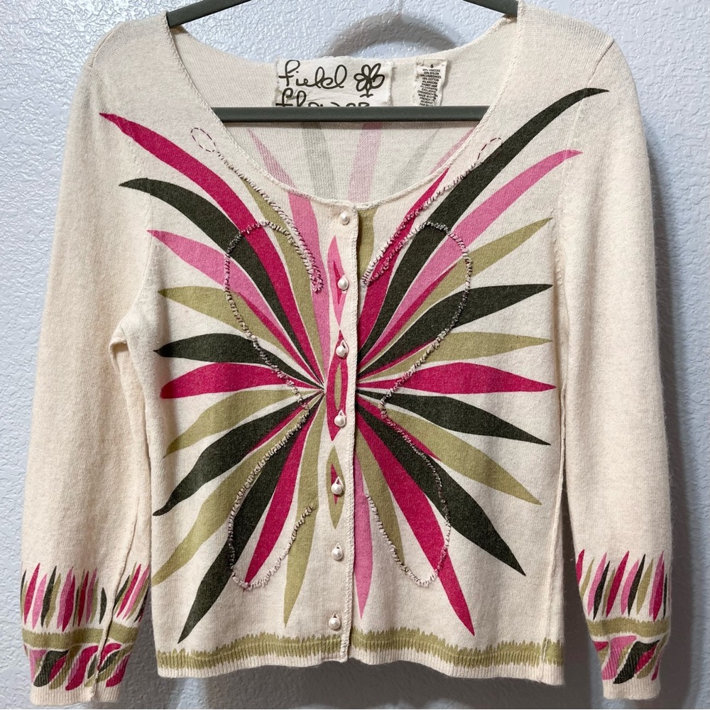 🌸Anthropologie🌸 Field Flowers by Wendi Reed Lambswool, Cashmere, Angora Sweater